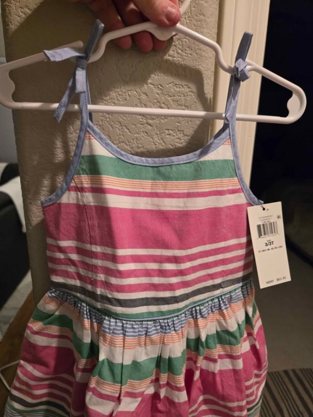 Ralph Lauren Girls 3T Pink Stripped Lined Dress - Picture 3 of 7